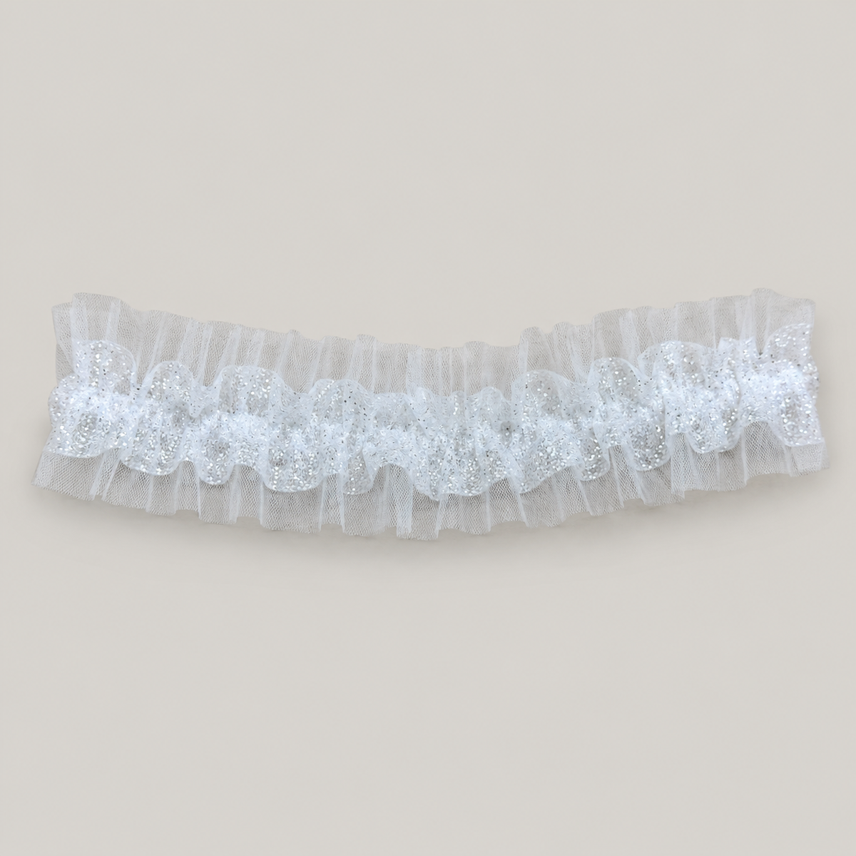 Glitter Bridal Garter | White Tulle Wedding Garter for Bride