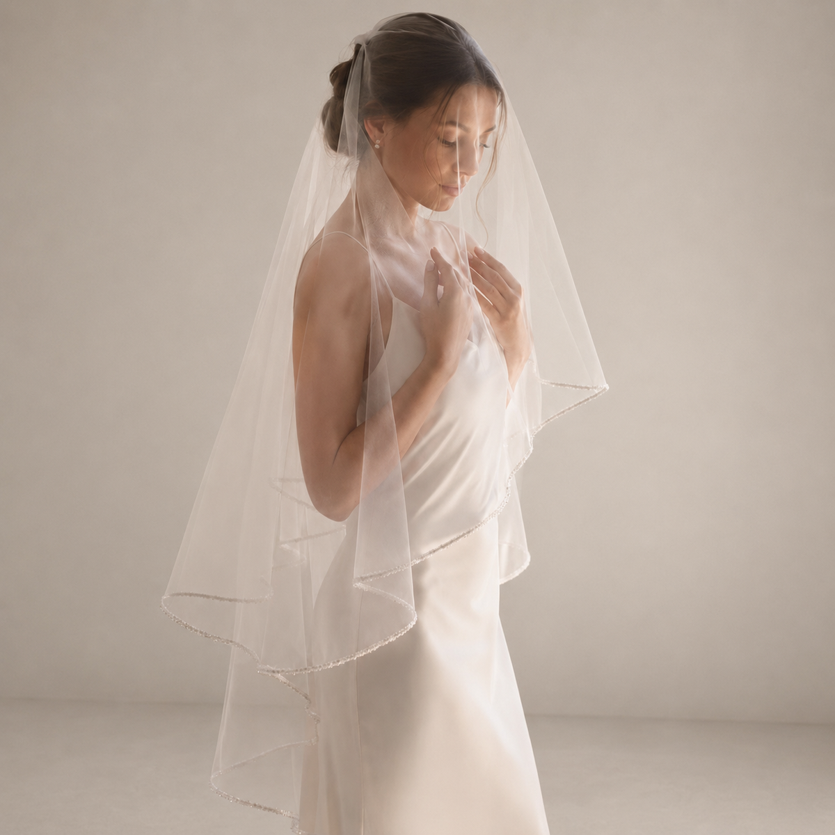 Two Tier Bridal Veil With Comb | Long Ivory Wedding Veil