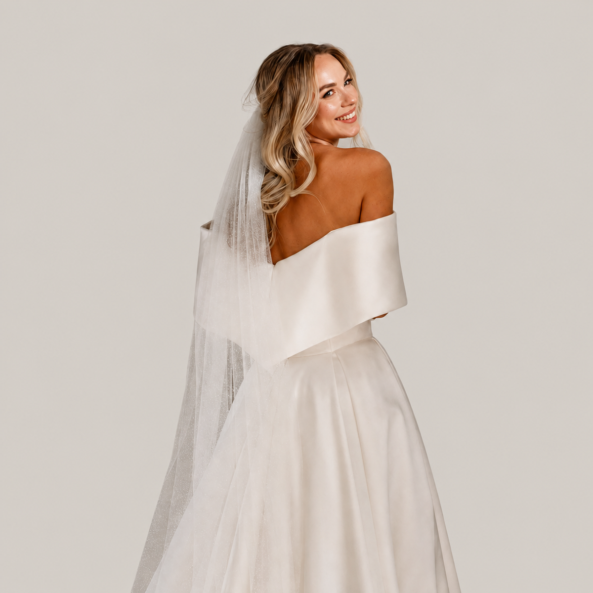 Royal Length Bridal Veil | Long Ivory Glitter Wedding Veil