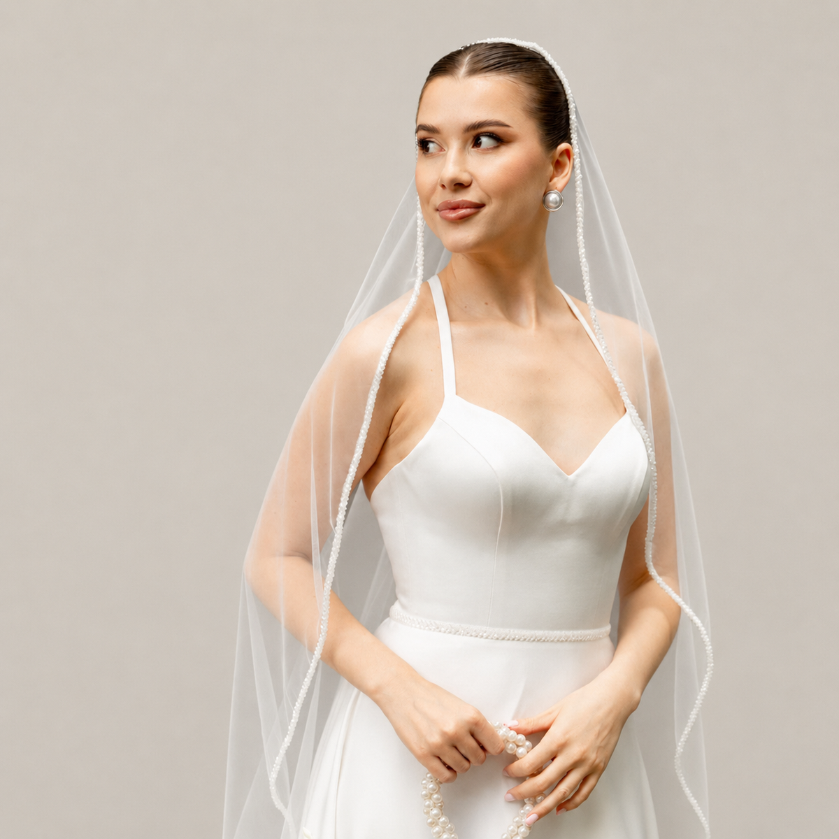 Cathedral Bridal Veil With Beaded Edge | Spanish Style Mantilla