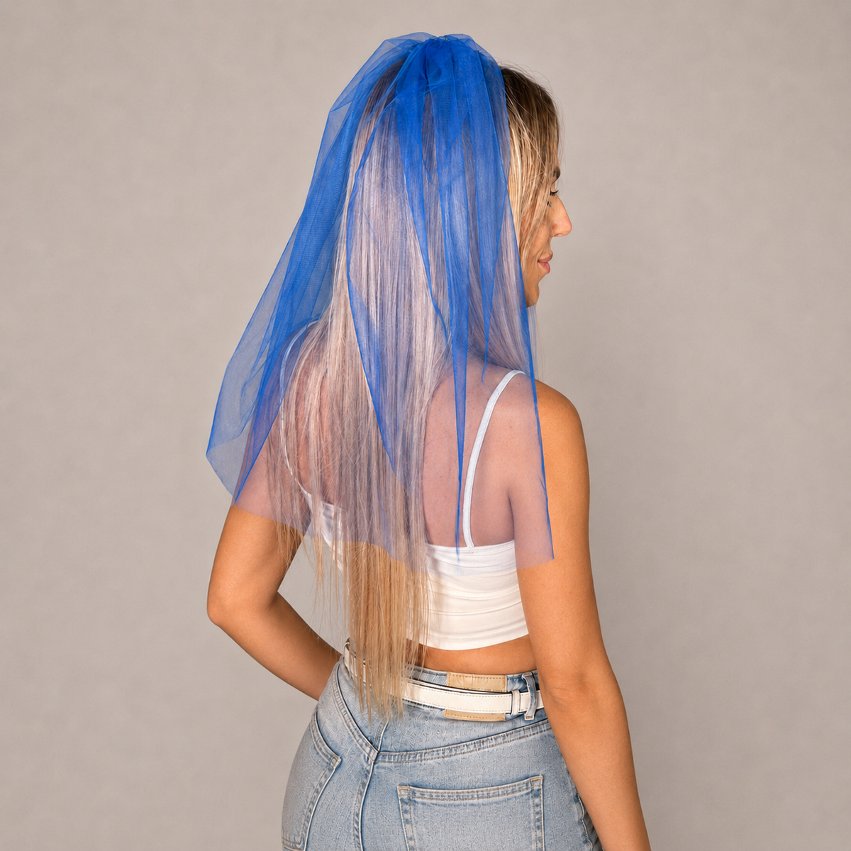 Colorful Bachelorette Party Veil | Pink Blue or Lilac Tulle