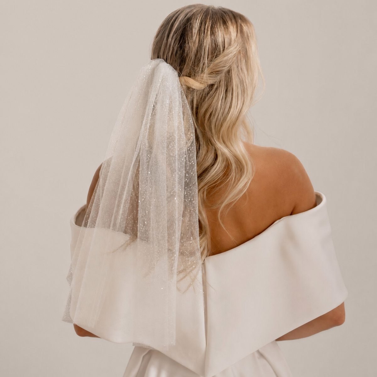 Mini Sparkle Bridal Veil | Shoulder Length Glitter Tulle