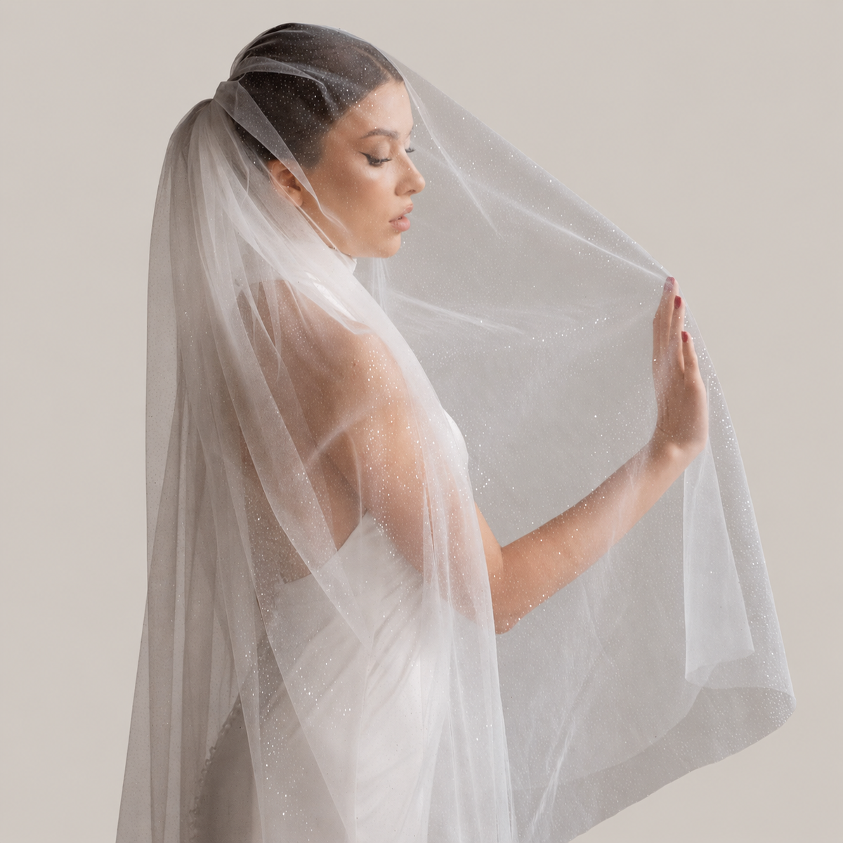 Glitter Cathedral Bridal Veil | Long Two Tier Wedding Veil