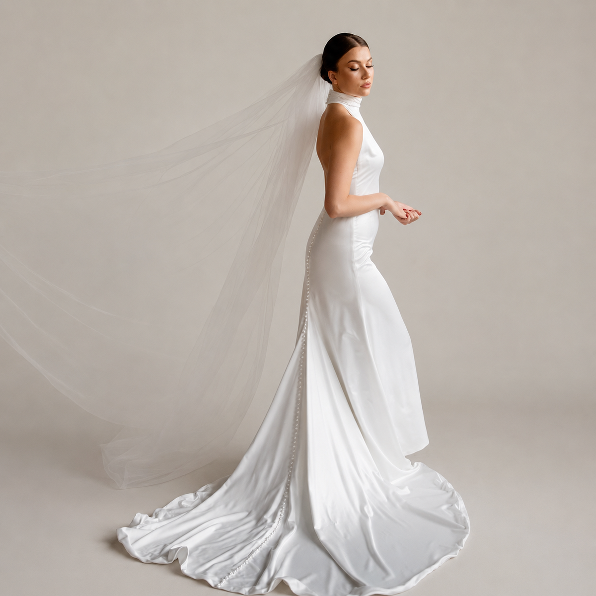 Double Layer Cathedral Veil | Minimalist Ivory Wedding Veil